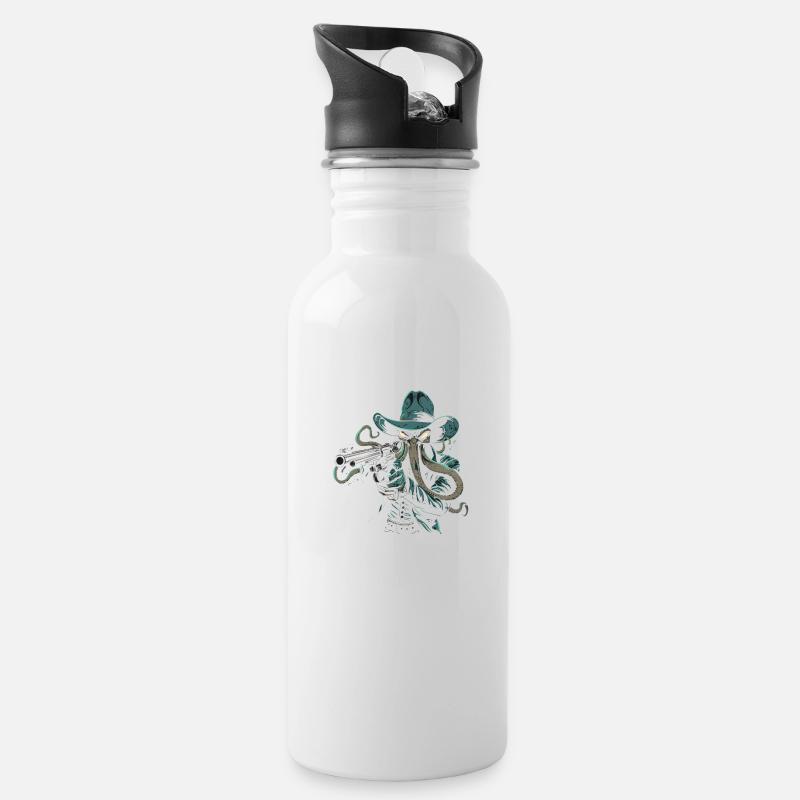 Cowboy Cthulhu - Water bottle with straw - white