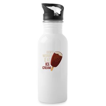 Don't Worry Eat Ice Cream Cone Scoop Summer - Trinkflasche mit integriertem Trinkhalm - Weiß - Rechts