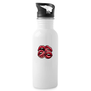 Charmanter Kuss - Sinnliche Lippen - Trinkflasche mit integriertem Trinkhalm - Weiß - Rechts