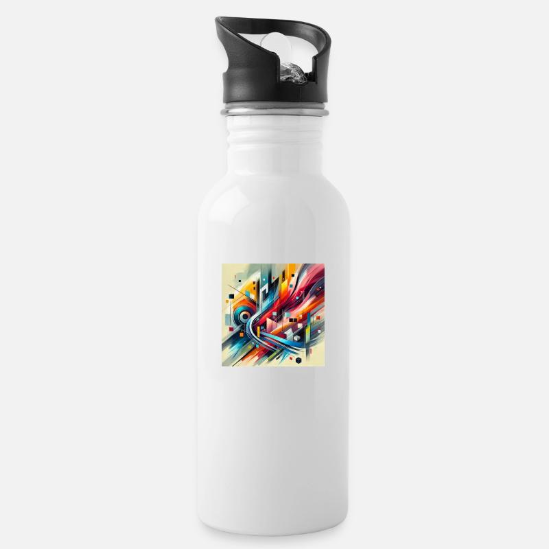 Lebendige Harmonie - Abstraktes Gemälde - Trinkflasche mit integriertem Trinkhalm - Weiß
