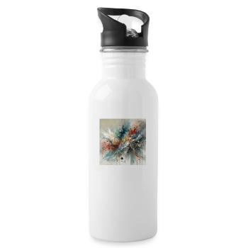 Dynamic Flow - Abstract Painting - Water bottle with straw - white - Right