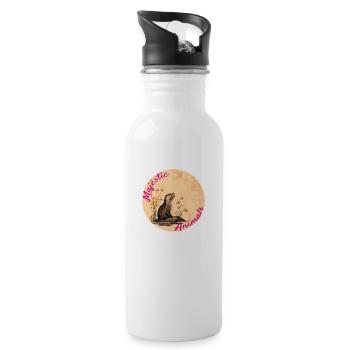 Majestic Animals: Cuddly Otters - Water bottle with straw - white - Right