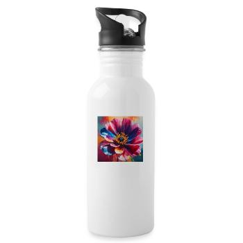 Blume - Trinkflasche mit integriertem Trinkhalm - Weiß - Rechts