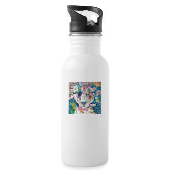 Cosmos Lion - Water bottle with straw - white - Right