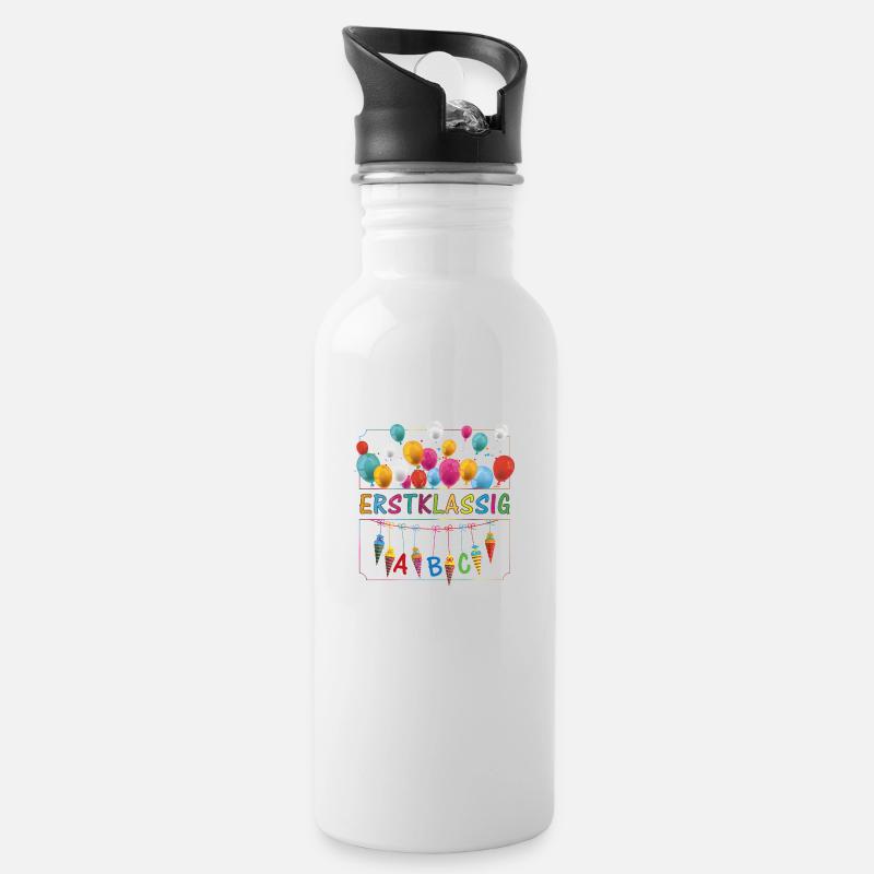 Erstklassig Schultüten ABC Luftballons - Trinkflasche mit integriertem Trinkhalm - Weiß