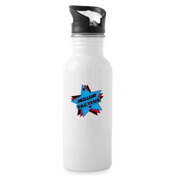 BESTER FAKTOR - Trinkflasche mit integriertem Trinkhalm - Weiß - Rechts