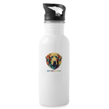 Vintage Hund bester Hundebesitzer - Trinkflasche mit integriertem Trinkhalm - Weiß - Rechts