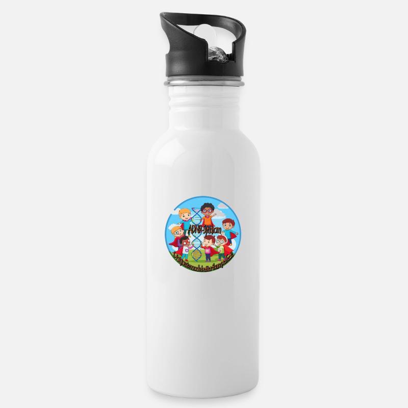 Superhelden ADNP-Syndrom - Trinkflasche mit integriertem Trinkhalm - Weiß