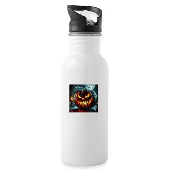Blutiger halloween Kürbis - Trinkflasche mit integriertem Trinkhalm - Weiß - Rechts