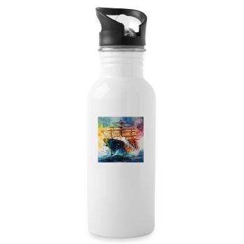 Ship Tanker - Water bottle with straw - white - Right