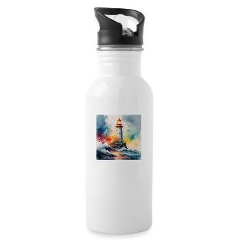 Lighthouse - Water bottle with straw - white - Right