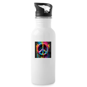 Peace sign colored - Trinkflasche mit integriertem Trinkhalm - Weiß - Rechts