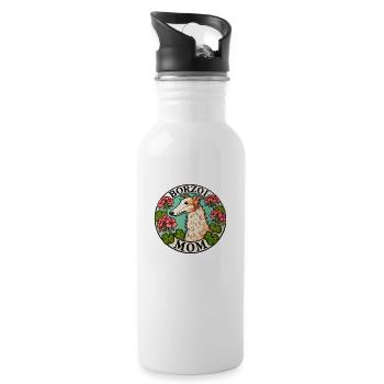 Borzoi Mom - Water bottle with straw - white - Right