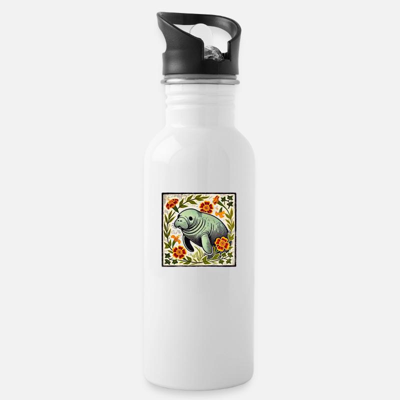 Seekuh - Trinkflasche mit integriertem Trinkhalm - Weiß
