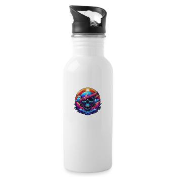Vibrant Skull Art - Water bottle with straw - white - Right
