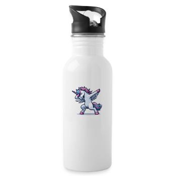 Unicorn Dabbing Einhorn - Trinkflasche mit integriertem Trinkhalm - Weiß - Rechts