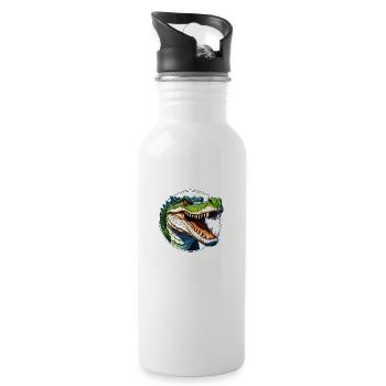 Wild angry animal pugnacious combative crocodile - Water bottle with straw - white - Right