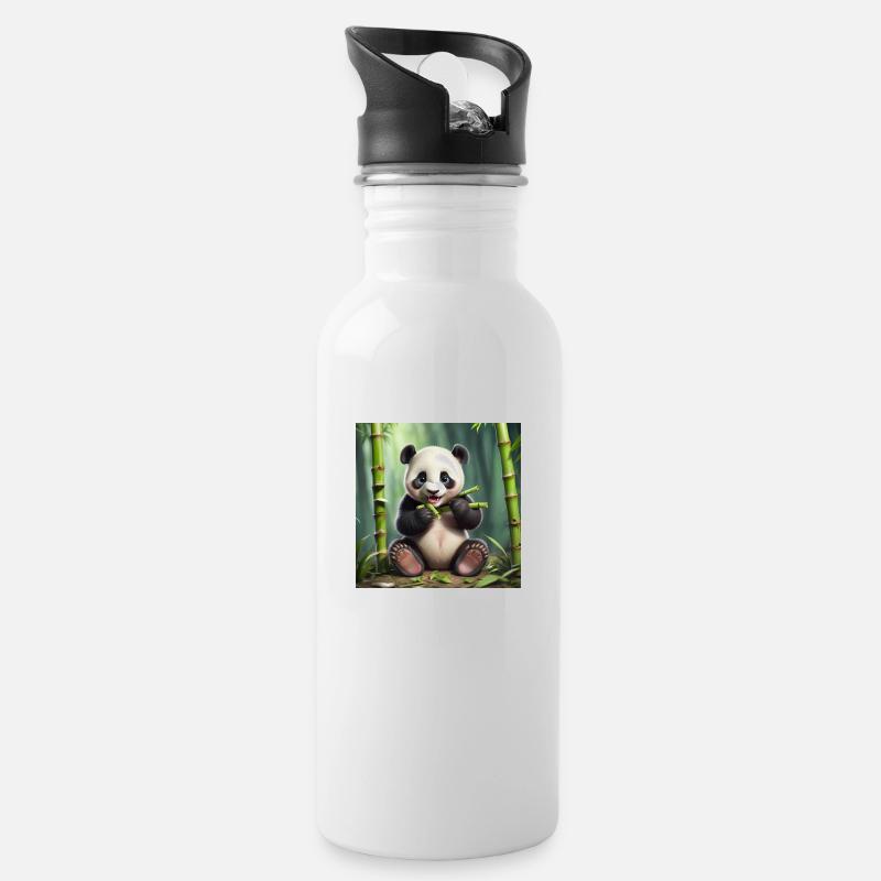 Panda - Gourde avec paille intégrée - blanc