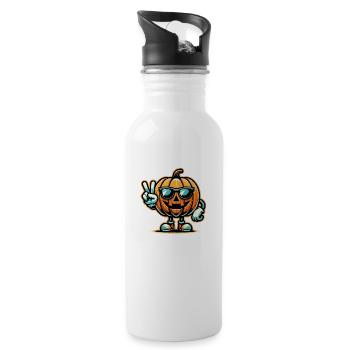 Pumpkin Peace Sign - Water bottle with straw - white - Right