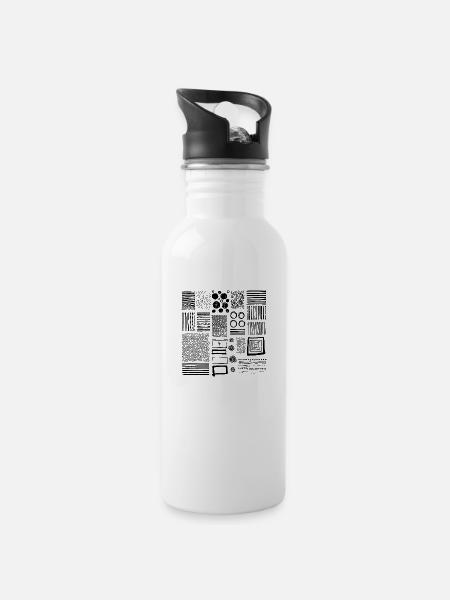 Graphic - Water bottle with straw - white