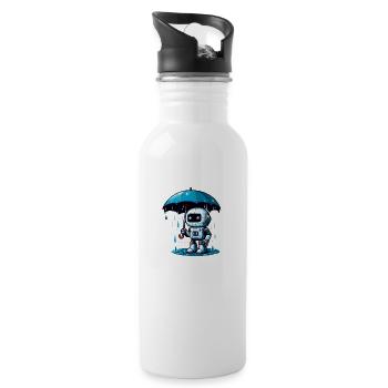 Roboter Regenschirm - Trinkflasche mit integriertem Trinkhalm - Weiß - Rechts