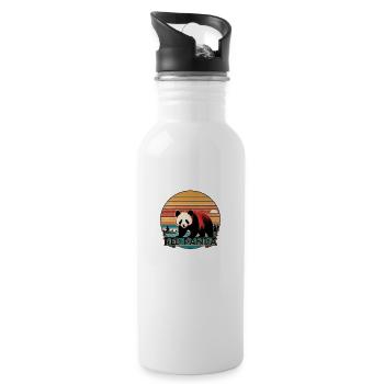 Roter Panda im Vintage-Stil - Trinkflasche mit integriertem Trinkhalm - Weiß - Rechts