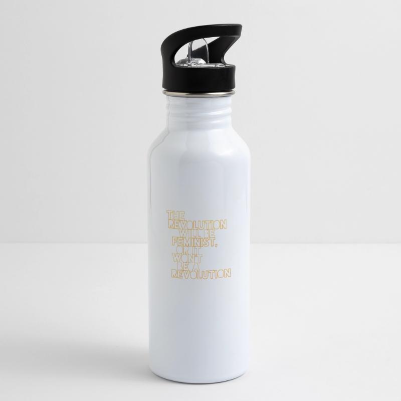 Die Revolution wird feministisch sein, oder wird sie es nicht sein Trinkflasche mit integriertem Trinkhalm