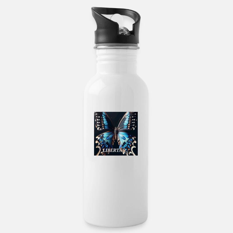 🦋 Butterfly 🦋 - Water bottle with straw - white