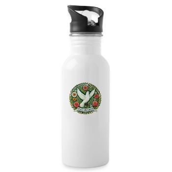Friede auf Erden - Trinkflasche mit integriertem Trinkhalm - Weiß - Rechts