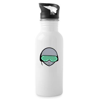 DJ Alien Alien Head Face Party Music - Water bottle with straw - white - Right