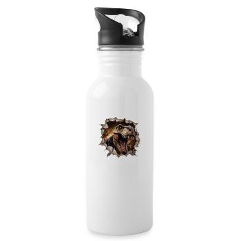Dinosaurier T-Rex Aufkleber - Trinkflasche mit integriertem Trinkhalm - Weiß - Rechts