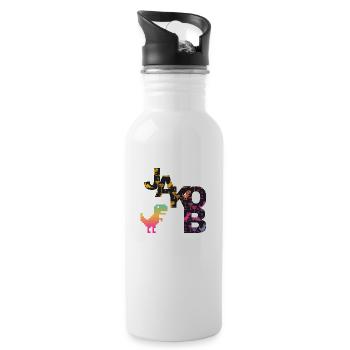 JAKOB - Beautiful boy name with dinosaur - Water bottle with straw - white - Right