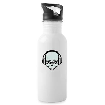Schädel Skelett Totenkopf Horror Halloween Kopf - Trinkflasche mit integriertem Trinkhalm - Weiß - Rechts