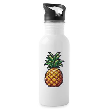 Ananas Pixel Symbol - Trinkflasche mit integriertem Trinkhalm - Weiß - Rechts