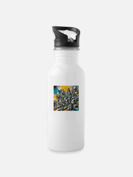 Abstrait jaune - Gourde avec paille intégrée - blanc