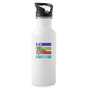 Eat, Sleep, Surf, Repeat - Water bottle with straw - white - Right