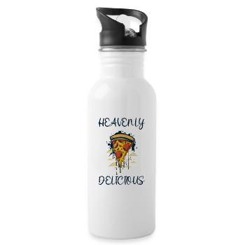 Heavenly Delicious Pizza Slice - Water bottle with straw - white - Right