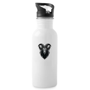 Tattoo black metal goat - Water bottle with straw - white - Right
