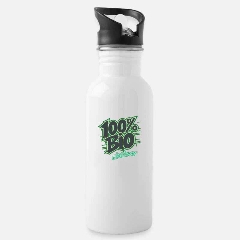 bio was auch immer - Trinkflasche mit integriertem Trinkhalm - Weiß
