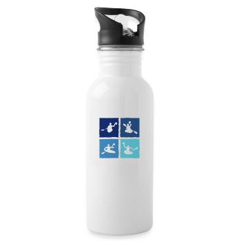 Kanupolo Canoe Polo Spieler Retro Style - Trinkflasche mit integriertem Trinkhalm - Weiß - Rechts
