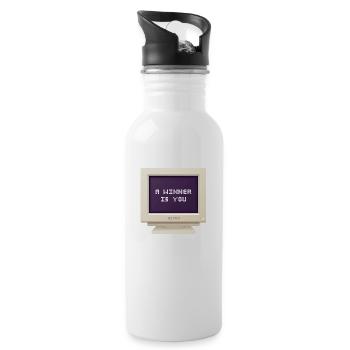 CRT Design - Ein Gewinner sind Sie - Trinkflasche mit integriertem Trinkhalm - Weiß - Rechts
