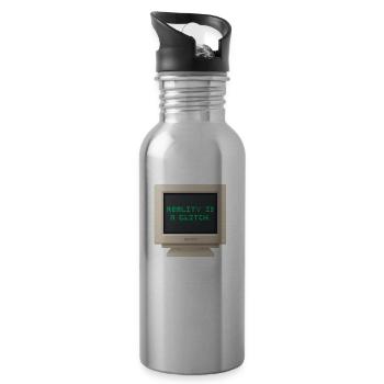 CRT Design - Die Realität ist eine Panne - Trinkflasche mit integriertem Trinkhalm - Lightsilver - Rechts