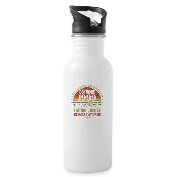 Geboren im Oktober 1999 | Genial seit Oktober 1999 - Trinkflasche mit integriertem Trinkhalm - Weiß - Rechts