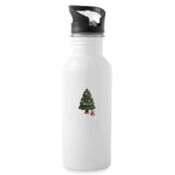 Tannenbaum mit Teddys - Trinkflasche mit integriertem Trinkhalm - Weiß - Rechts