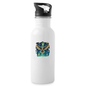 Mystical Owl UFO Encounter - Water bottle with straw - white - Right