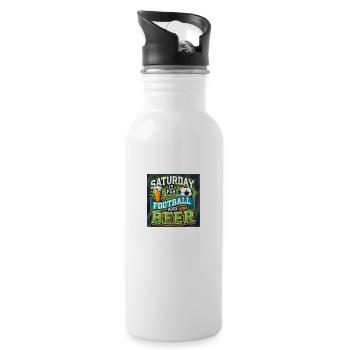 Football and Beer - Trinkflasche mit integriertem Trinkhalm - Weiß - Rechts