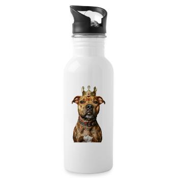 Staffordshire Bullterrier - Trinkflasche mit integriertem Trinkhalm - Weiß - Rechts