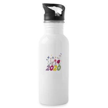 Year of birth 2020 wildflowers - Water bottle with straw - white - Right