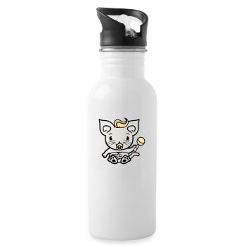 Bébé chat mignon sucette chaton hochet enfant - Gourde avec paille intégrée - blanc - Droite