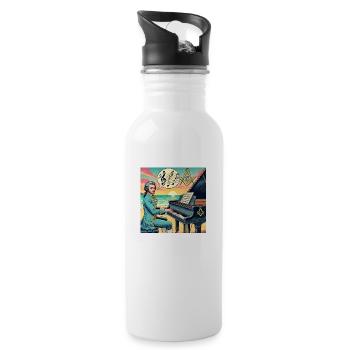 Mozart was a Freemason - Water bottle with straw - white - Right